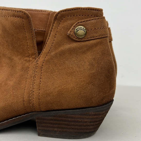 Zodiac Womens Brown Suede Madison Ankle Booties Cognac Brown Zip Closure SZ 10 - Picture 2 of 10